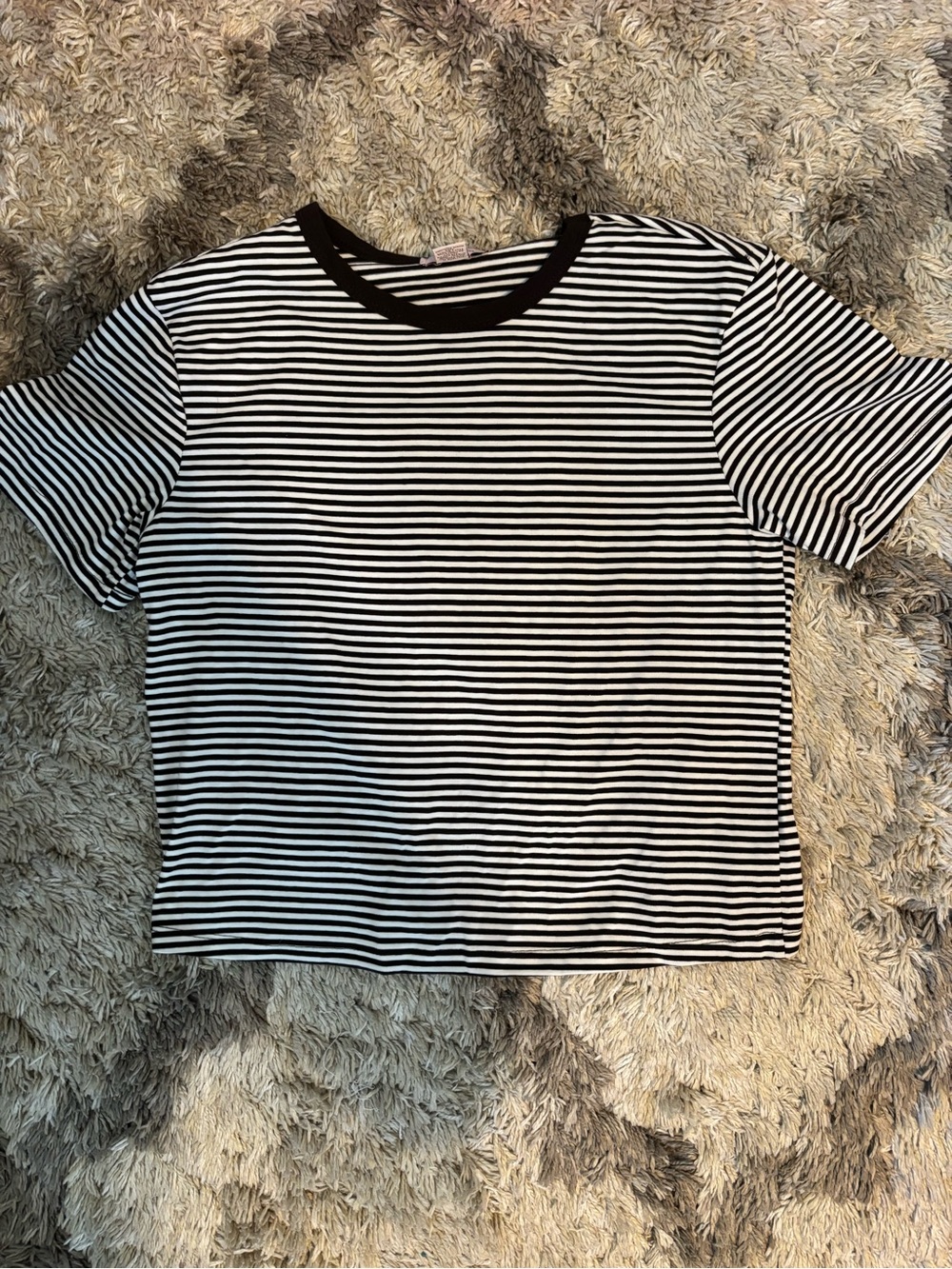 Striped Dark Brown & White Crop Top